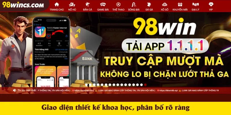 Giao diện thiết kế khoa học, phân bố rõ ràng